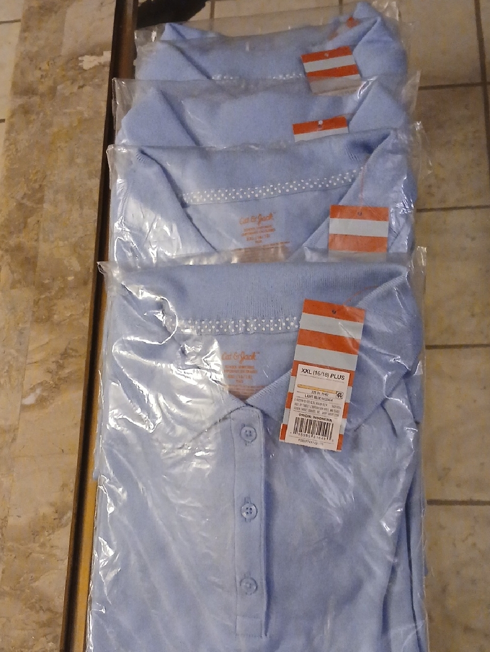 Light Blue Girls Tees Uniform Shirt - Comfort Fit -Pack (5)